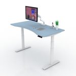 9am-pesk-smart-electric-height-adjustable-table-just-blue-curve-top-white-frame-frontview