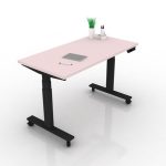 9am-pesk-smart-electric-height-adjustable-table-just-rose-top-black-frame-with-castor-frontview