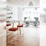 Allermuir Siltra high table and stools in a modern lounge