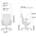 Technical drawing of steelcase leap without headrest