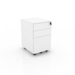 Wooden Pedestal - White Drawer for Office - Side View