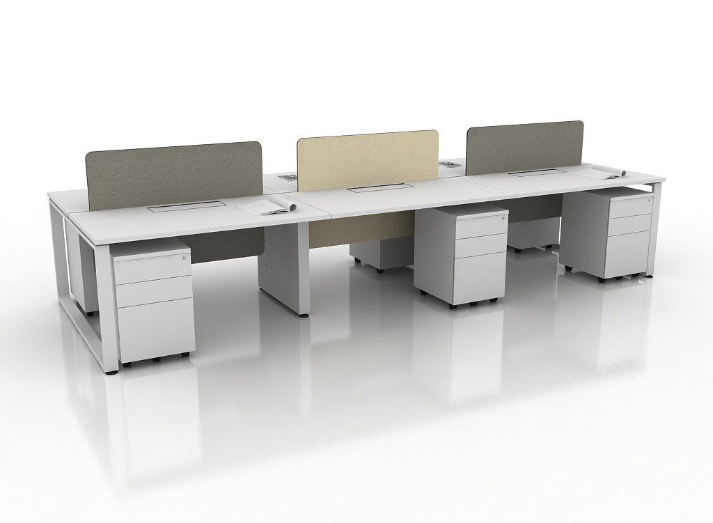 SQO Workstations - Office Table SG - 3 Seater - Brown